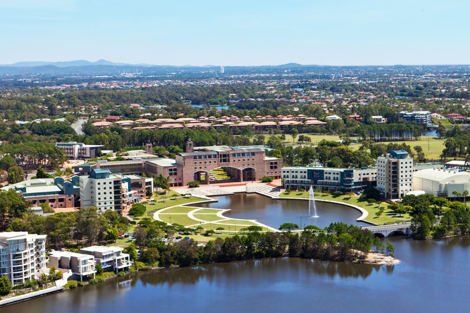 Aerial view of the Bond University campus on the Gold Coast. 